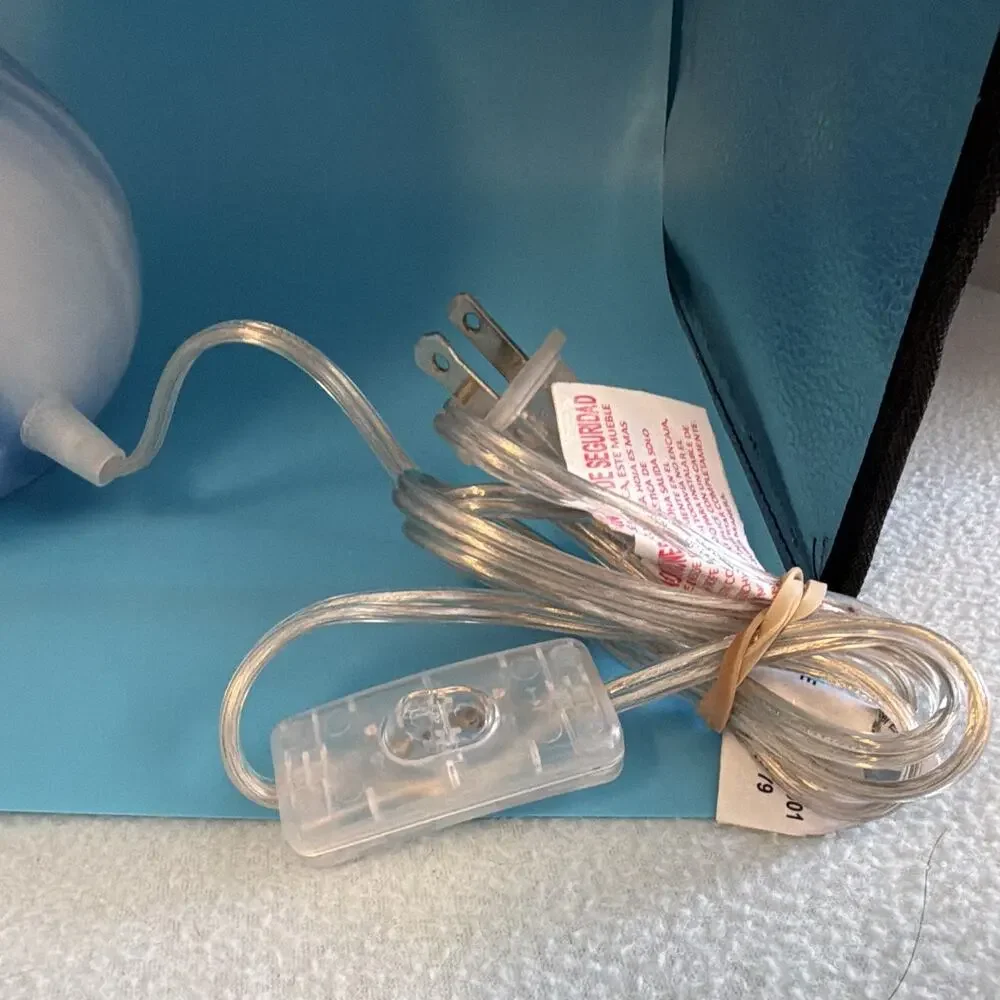 White/Blue/Gold/Gray Glass Table Lamp, Corded Plug-In, Switch, Empire Shade